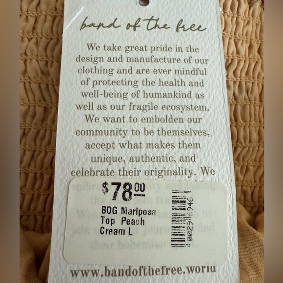 Band of the Free Mariposa Floral Peasant Crop Top Size Large NWT Boho Festival - Picture 14 of 16